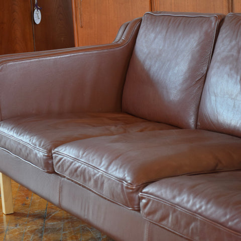Brown Leather 3-Seater Sofa by Stouby