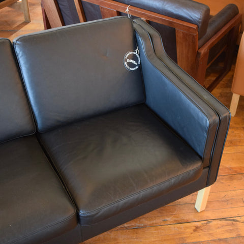 Black Leather 3-Seater Sofa by Stouby