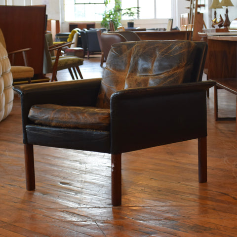 Patina’d Leather Arm Chair w/ Down Fill by Hans Olsen