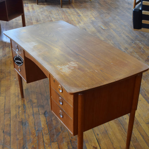 Teak Desk w/ Rear Bookcase