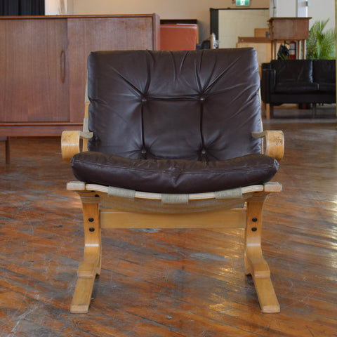 Bentwood & Leather Lounge Chair by Rykken & Co for Oddvin Rykken