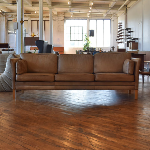 Patina’d Leather 3-Seater Sofa