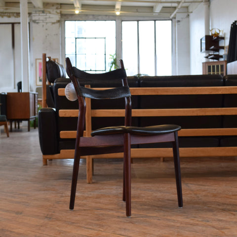 Set of 4 Leather & Rosewood Dining Chairs by Sibast