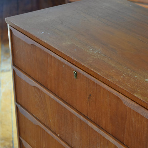 Danish Teak Tallboy Dresser