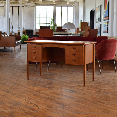 Teak Desk w/ Rear Bookcase