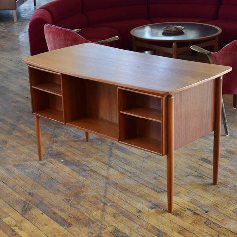 Teak Desk w/ Rear Bookcase