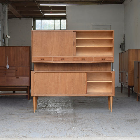Teak Highboard w/ Brass Accents