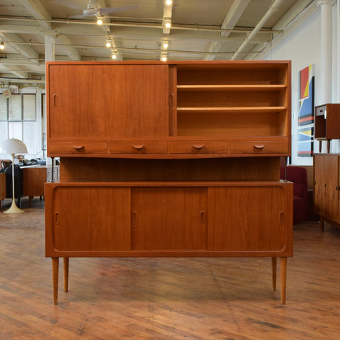 Teak Highboard w/ Brass Accents