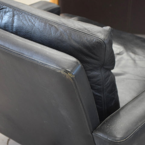 Vintage Black Model 807 Leather Swivel Lounge Chair by Fredrik A. Kayser for Vatne Møbler