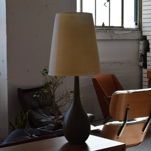 Olive Green Ceramic Table Lamp by Lotte & Gunnar Bostlund