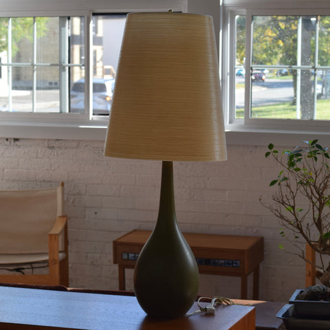Olive Green Ceramic Table Lamp by Lotte & Gunnar Bostlund