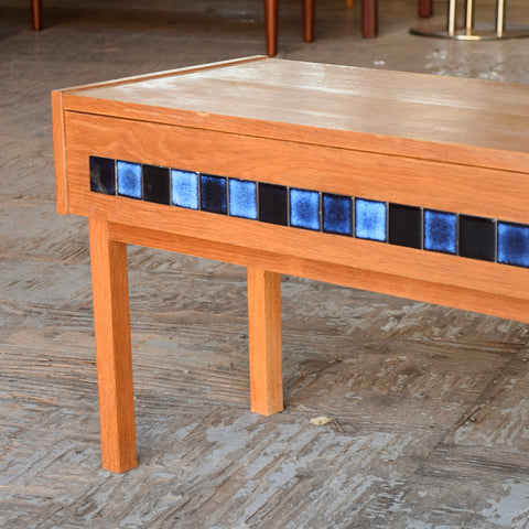 Low Oak & Blue Tile Unit