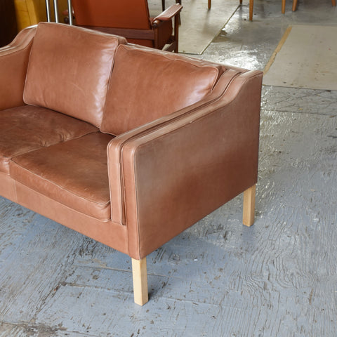 Cognac Leather Loveseat