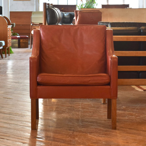 Børge Mogensen Model 2207 Chair in Red Leather & Rosewood