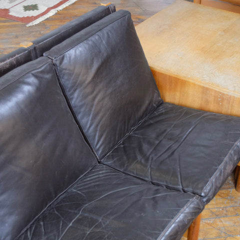 Danish Oak & Leather Sectional w/ Table