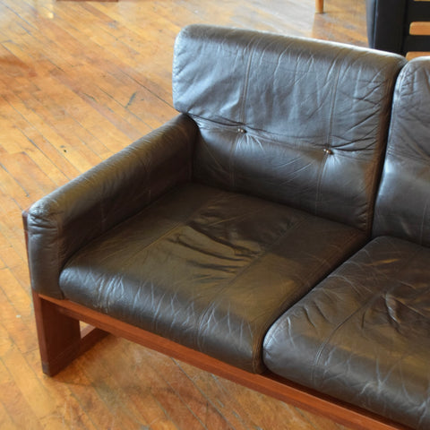 Leather Loveseat by Moveis Corazza
