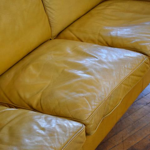 Mustard Yellow Leather 3-Seater Sofa