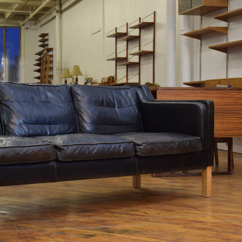 Danish Patina’d Leather 3-Seater Sofa by Stouby