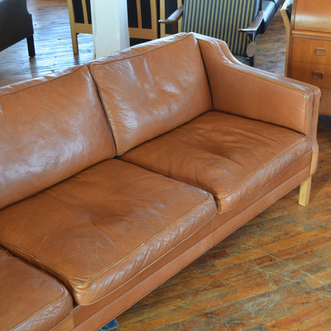 Cognac Leather 3-Seater Sofa