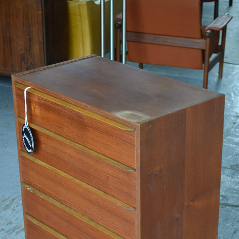Compact Danish Teak Tallboy Dresser