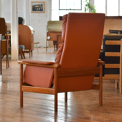 Illum Wikkelsø Highback Leather & Teak Chair