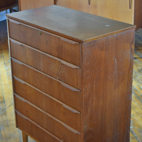 Danish Teak Tallboy Dresser