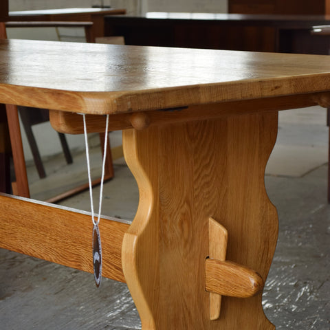Solid Oak Dining Table Attributed to Henning Kjaernulf