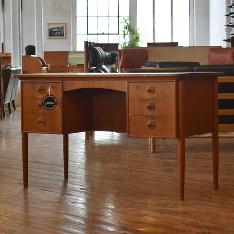 Teak Desk w/ Rear Bookcase