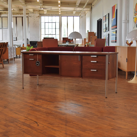 VIntage Walnut & Steel Credenza