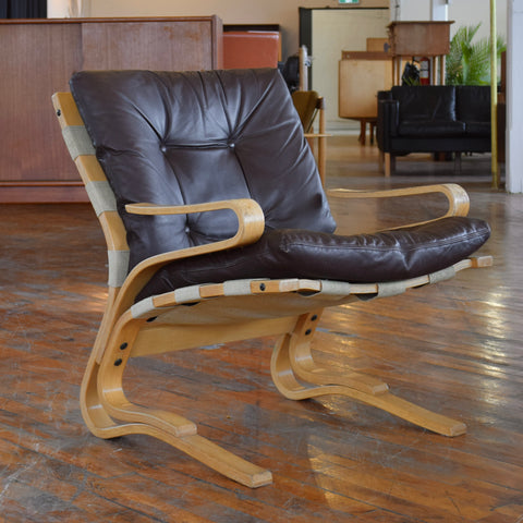 Bentwood & Leather Lounge Chair by Rykken & Co for Oddvin Rykken