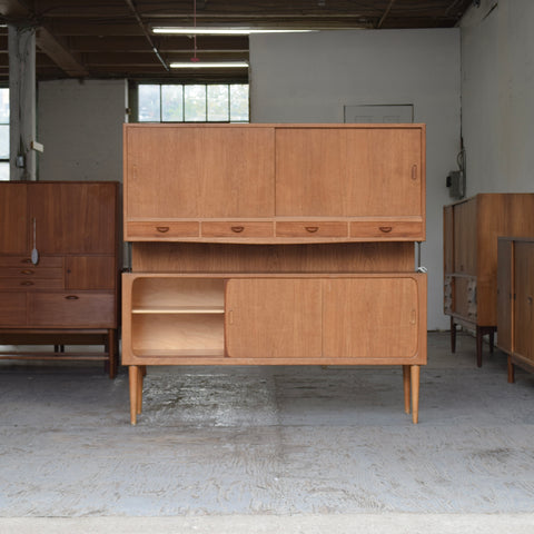 Teak Highboard w/ Brass Accents