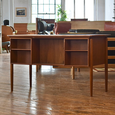 Teak Desk w/ Rear Bookcase