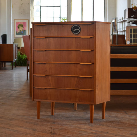 Danish Teak Tallboy Dresser