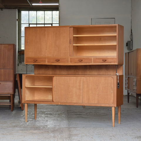 Teak Highboard w/ Brass Accents