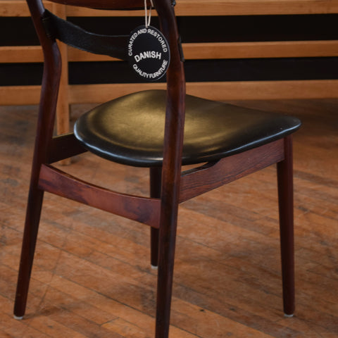 Set of 4 Leather & Rosewood Dining Chairs by Sibast