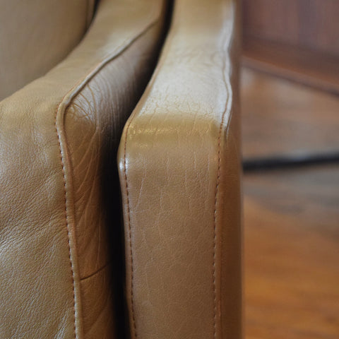 Børge Mogensen Style Loveseat in Olive Leather