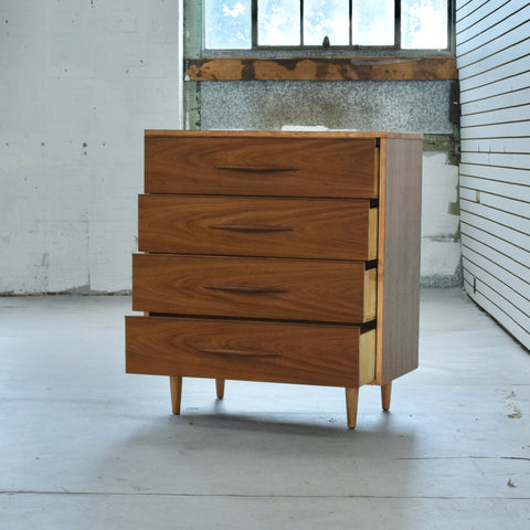 Vintage Walnut Tallboy Dresser