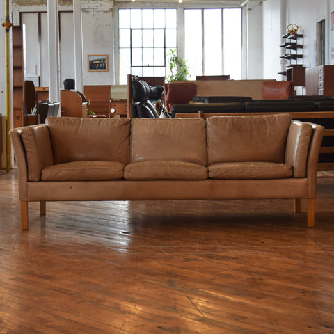 Patina’d Leather 3-Seater Sofa by Stouby