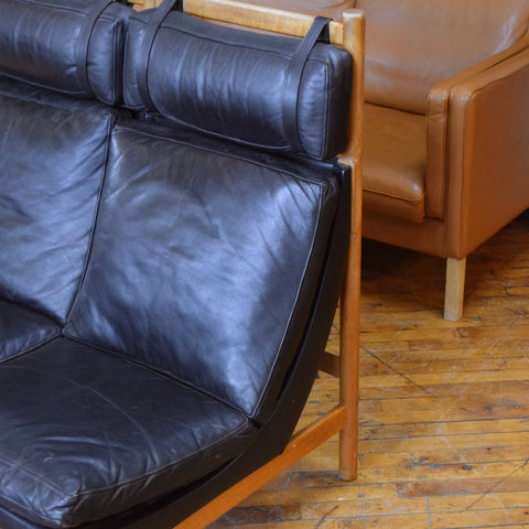 Danish Oak & Leather Sectional w/ Table