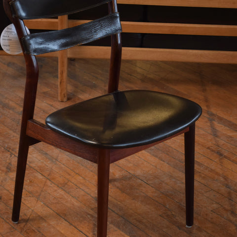 Set of 4 Leather & Rosewood Dining Chairs by Sibast