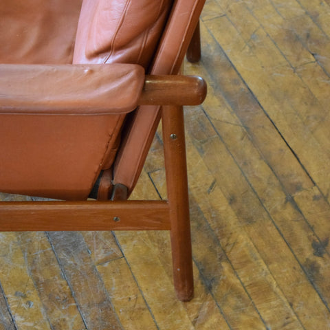 Illum Wikkelsø Highback Leather & Teak Chair