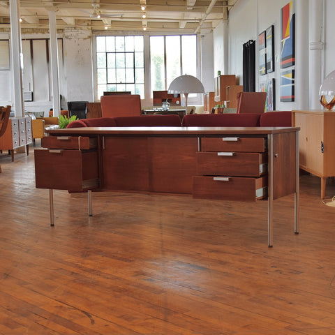 VIntage Walnut & Steel Credenza