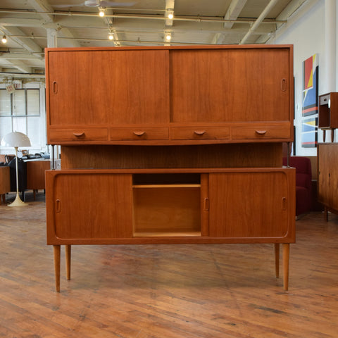 Teak Highboard w/ Brass Accents