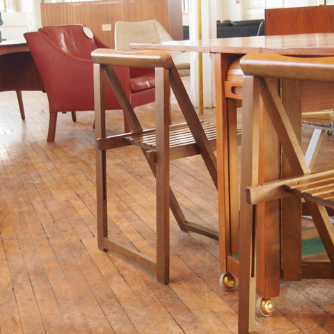 Compact Walnut Drop and Roll Dining Table w/Chairs