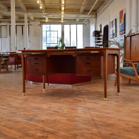 Executive Teak Desk w/ Rear Bookcase