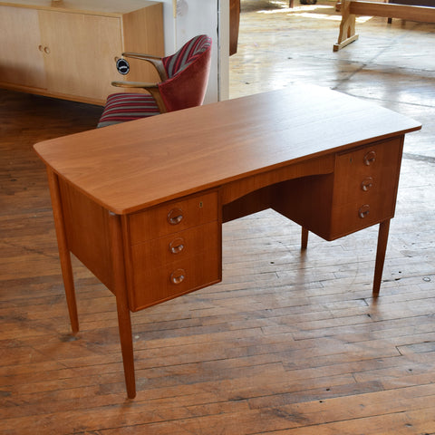 Teak Desk w/ Rear Bookcase