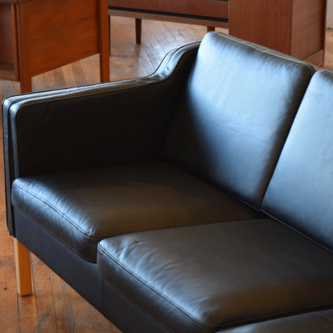 Black Leather 3-Seater Sofa by Stouby