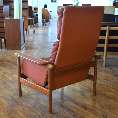 Illum Wikkelsø Highback Leather & Teak Chair