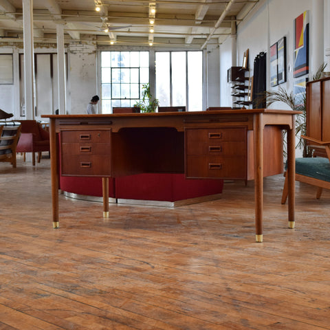 Executive Teak Desk w/ Rear Bookcase