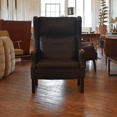 Leather Highback Arm Chair w/ Ottoman by Georg Thams